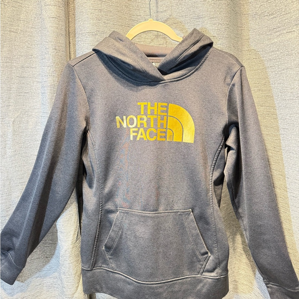 The North Face Kids Hoodie in Gray with Yellow Logo